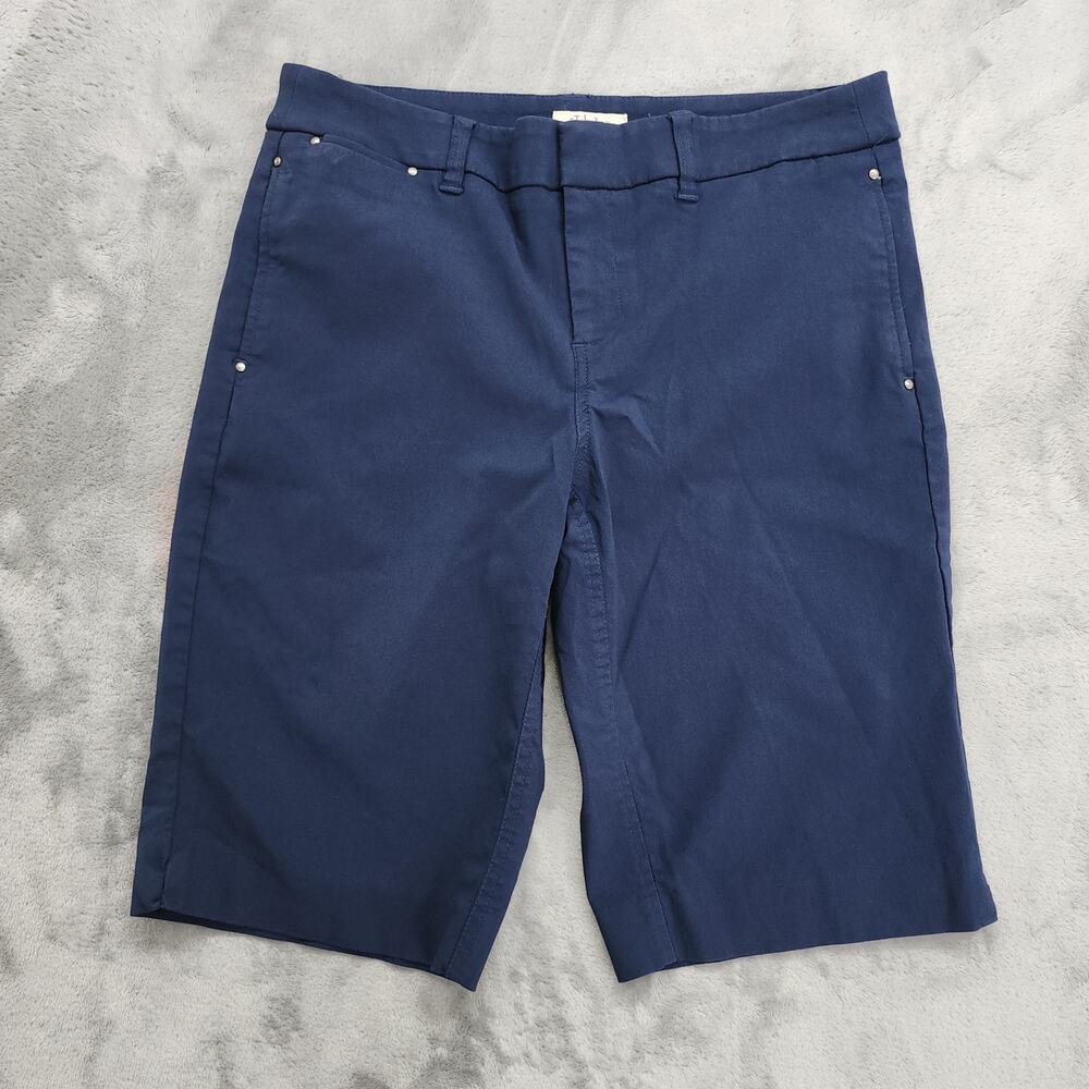 Style&Co Shorts Womens 6 Blue Pull On Flat Front Stretch Casual Preppy Office